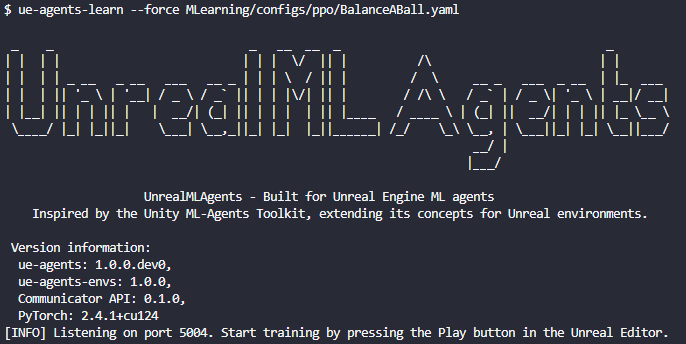 Terminal output of ue-agents-learn
