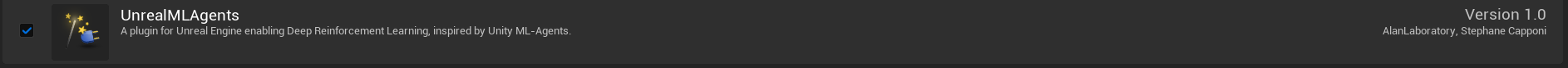 UnrealMLAgents plugin selected