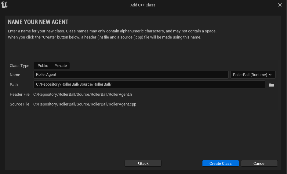 Create C++ Agent Component