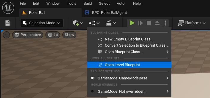 Open level blueprint